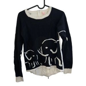 2/$15 Penny Candy Girls Zoologist Elephant Black Cream Sweater Size 14 cotton